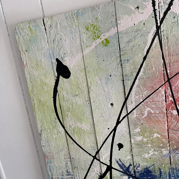 Large Original Abstract Art Painting "Ambrosia Salad" Acrylic on Wood 24x24 TI5 - Picture 4 of 8